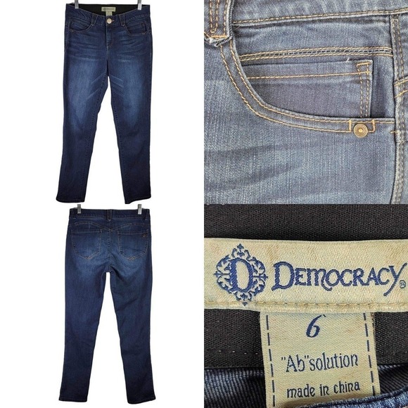 Democracy Ab Solution Jeans Skinny Dark Wash Mid Rise Size 6 Stretch - Picture 1 of 8